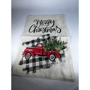 NEW Christmas Garden Yard Flag Buffalo Plaid Red Old Truck Canvas Double Sided